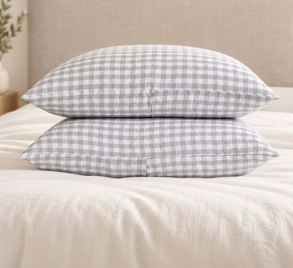 Organic Cotton  Percale Gingham Sham Set standard